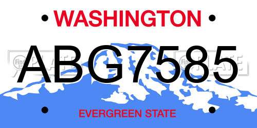 ABG7585 Washington License Plate