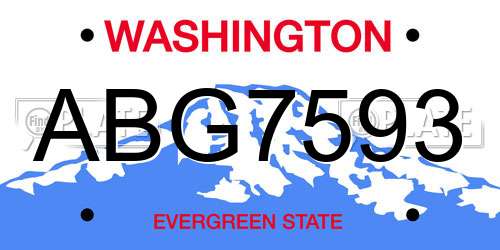 ABG7593 Washington License Plate
