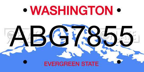 ABG7855 Washington License Plate