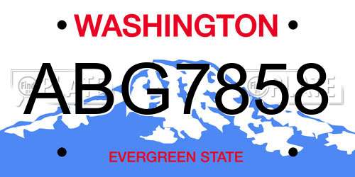 ABG7858 Washington License Plate