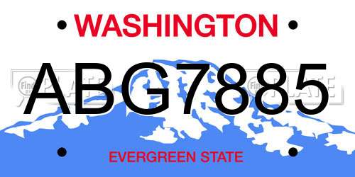 ABG7885 Washington License Plate