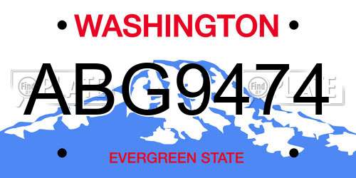 ABG9474 Washington License Plate