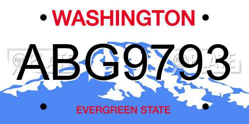 ABG9793 Washington License Plate