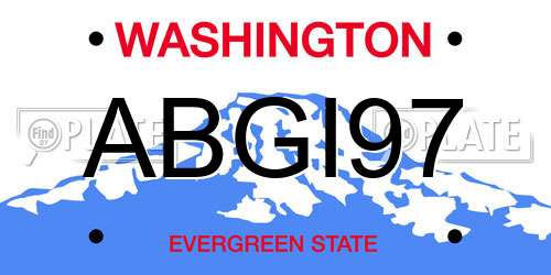 ABGI97 Washington License Plate