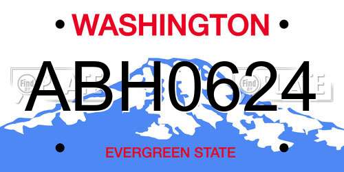 ABH0624 Washington License Plate