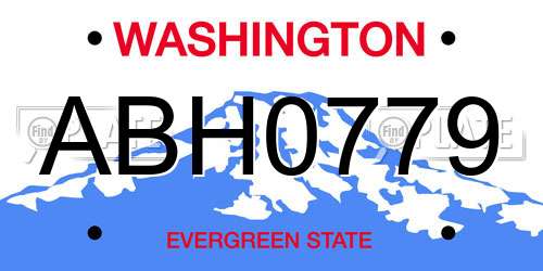 ABH0779 Washington License Plate