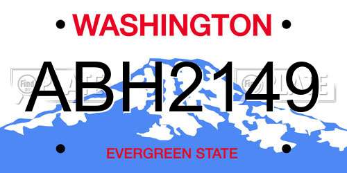ABH2149 Washington License Plate