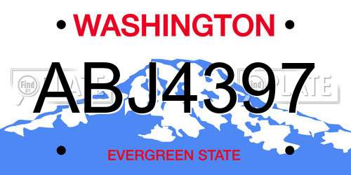 ABJ4397 Washington License Plate