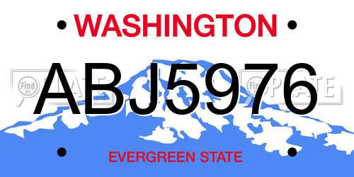 ABJ5976 Washington License Plate