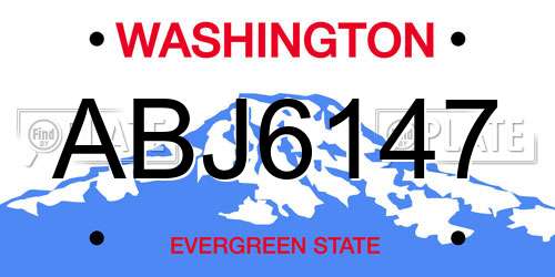 ABJ6147 Washington License Plate