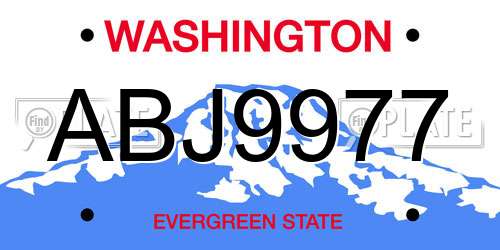 ABJ9977 Washington License Plate