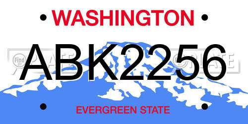 ABK2256 Washington License Plate