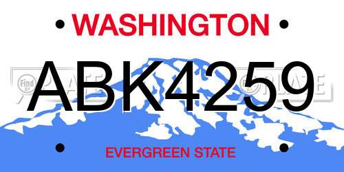ABK4259 Washington License Plate