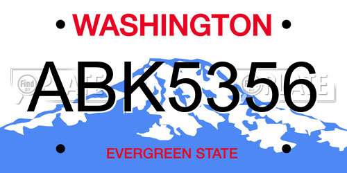 ABK5356 Washington License Plate