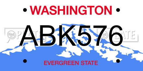 ABK576 Washington License Plate