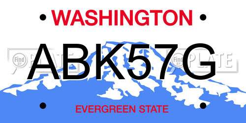 ABK57G Washington License Plate
