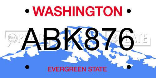 ABK876 Washington License Plate