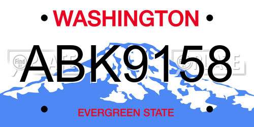ABK9158 Washington License Plate