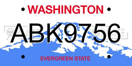 ABK9756 Washington License Plate