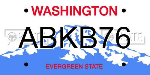 ABKB76 Washington License Plate