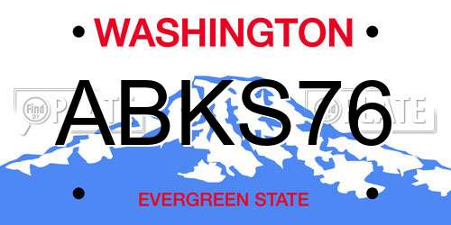 ABKS76 Washington License Plate