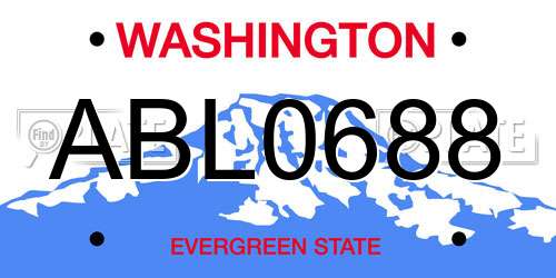 ABL0688 Washington License Plate
