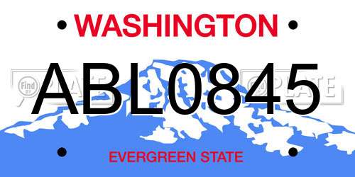 ABL0845 Washington License Plate