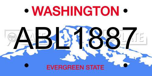 ABL1887 Washington License Plate