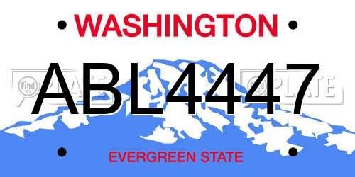 ABL4447 Washington License Plate