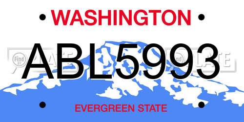 ABL5993 Washington License Plate