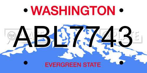 ABL7743 Washington License Plate