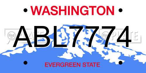 ABL7774 Washington License Plate
