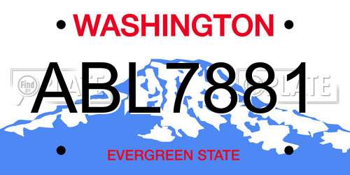 ABL7881 Washington License Plate