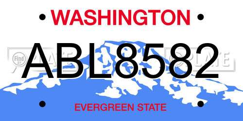 ABL8582 Washington License Plate