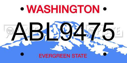 ABL9475 Washington License Plate