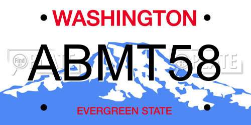 ABMT58 Washington License Plate