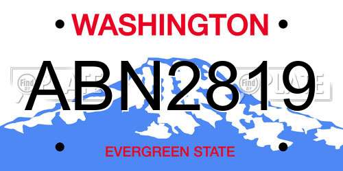 ABN2819 Washington License Plate