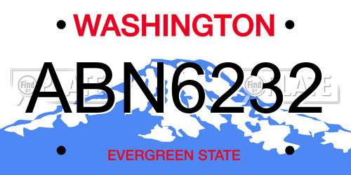 ABN6232 Washington License Plate