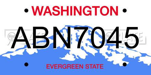 ABN7045 Washington License Plate