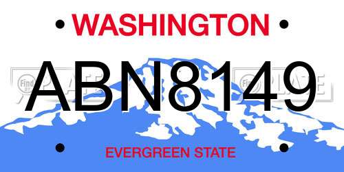 ABN8149 Washington License Plate