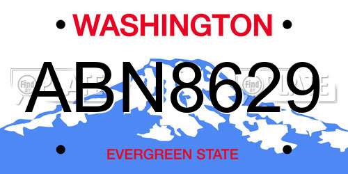 ABN8629 Washington License Plate