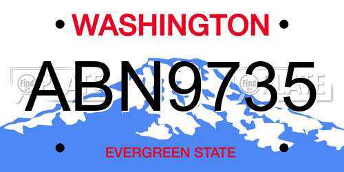 ABN9735 Washington License Plate