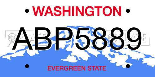ABP5889 Washington License Plate