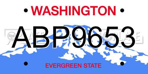 ABP9653 Washington License Plate