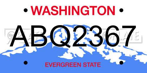 ABQ2367 Washington License Plate