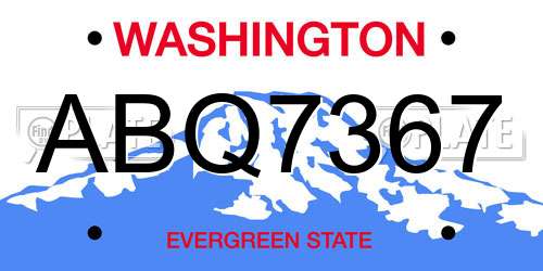 ABQ7367 Washington License Plate