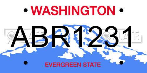 ABR1231 Washington License Plate