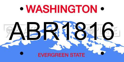 ABR1816 Washington License Plate
