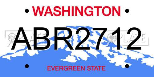 ABR2712 Washington License Plate