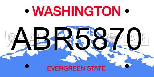 ABR5870 Washington License Plate